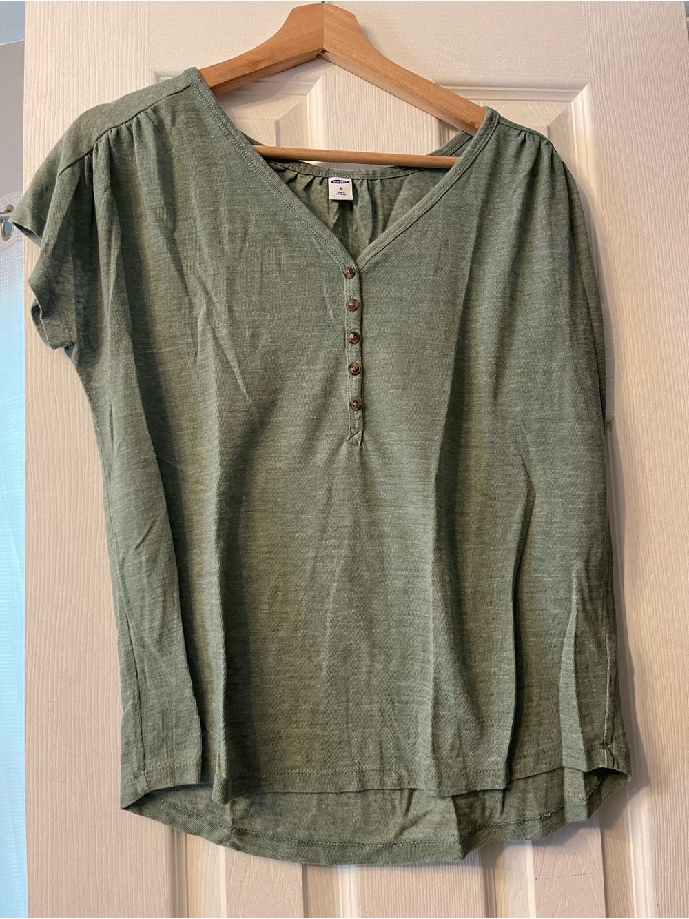 Old Navy Sage Green Short-Sleeve Henley Top